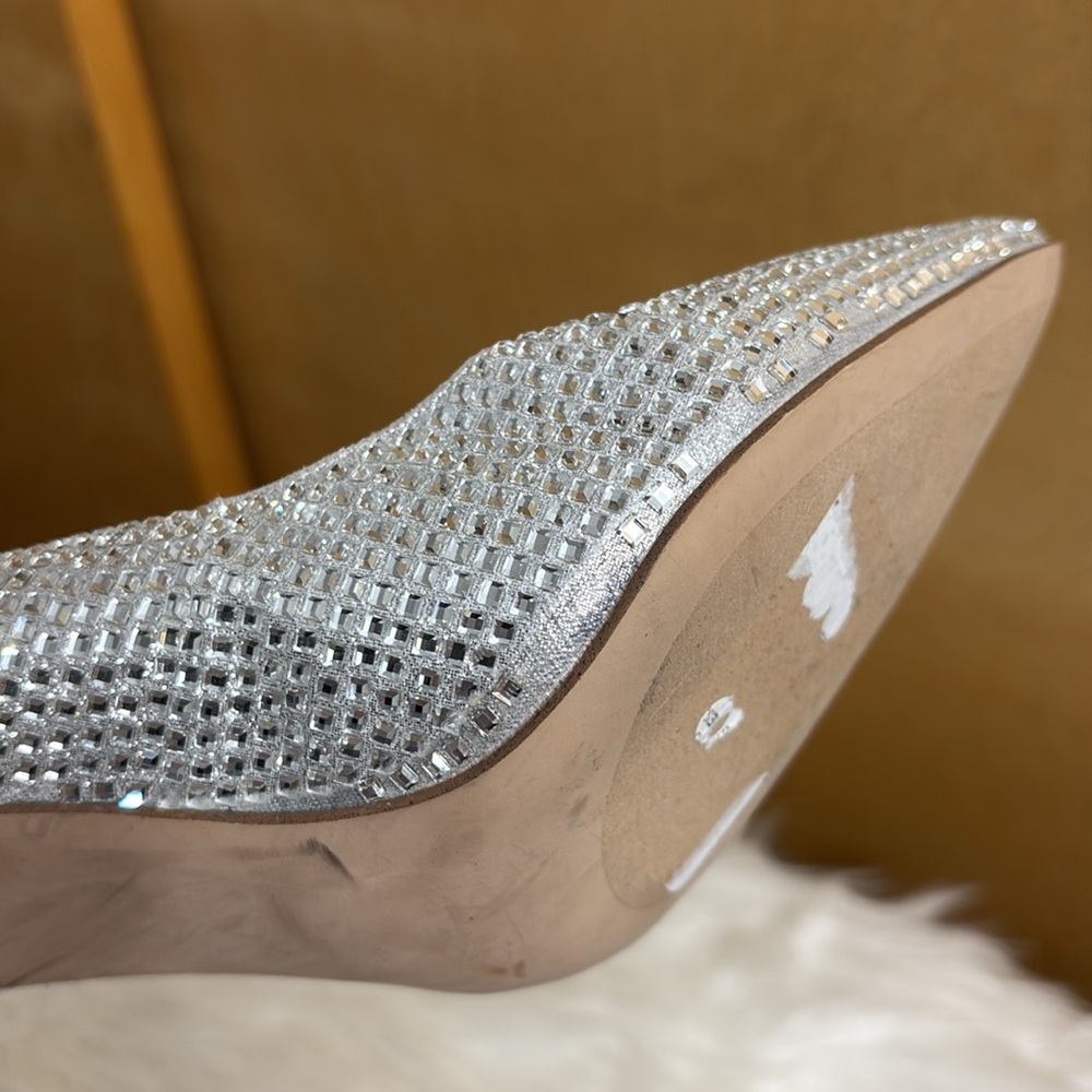 Steve Madden Silver Laveda Crystal Pump In Rhinestone Size 7.5 - Picture 12 of 17